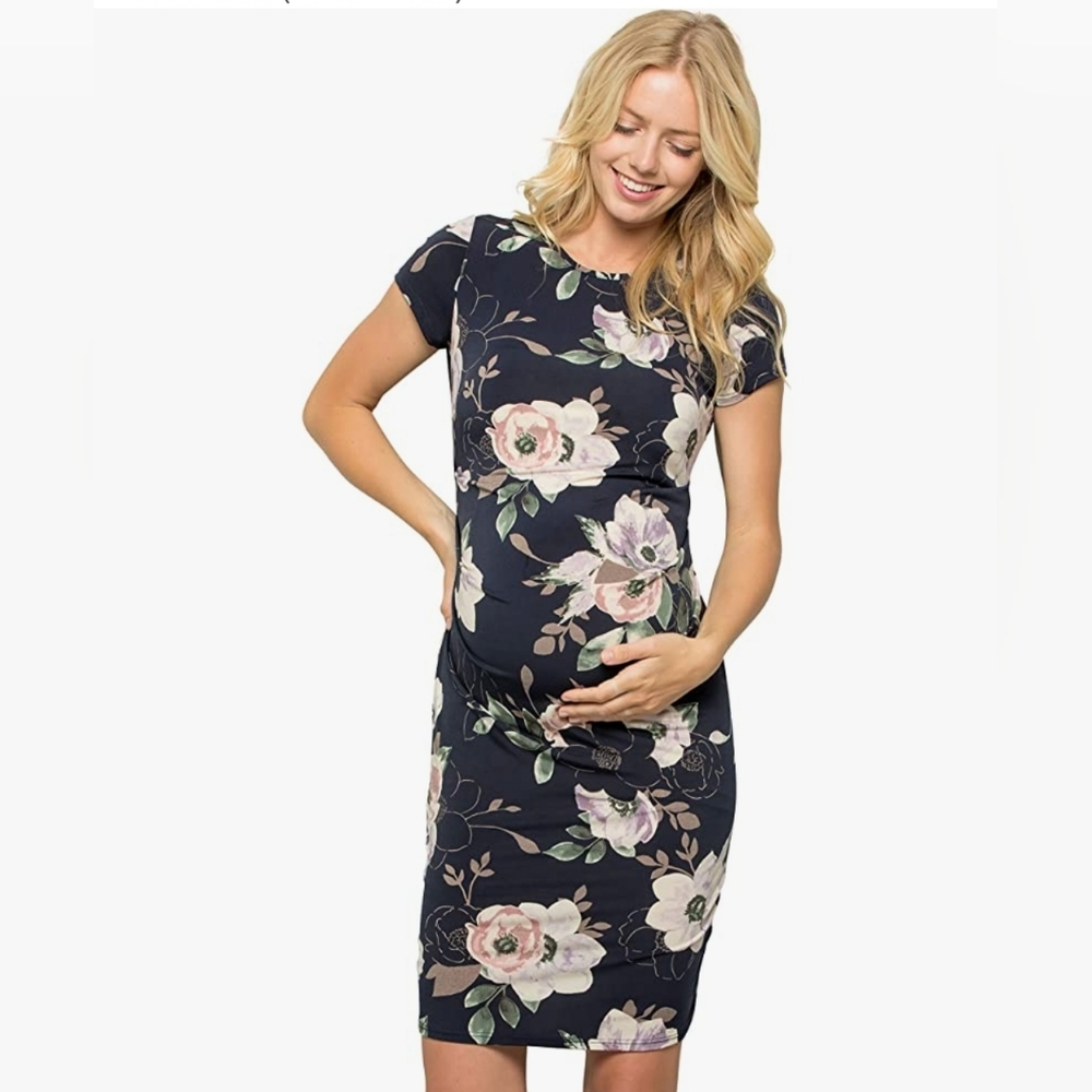 My Bump Floral Maternity Dress (dark navy) - Camila Floral Bodycon Dress Size S